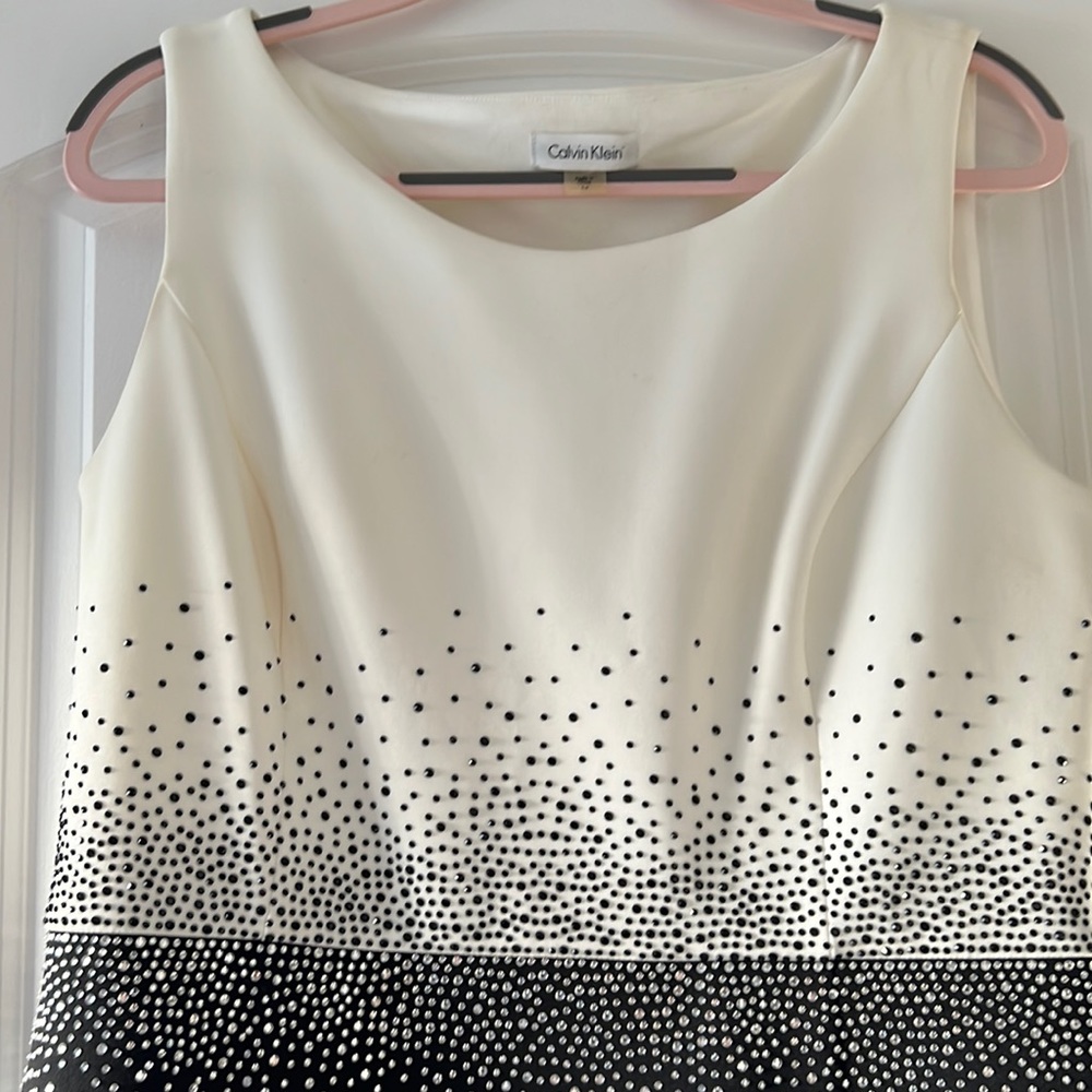 Evening dress with sparkling stones around waist